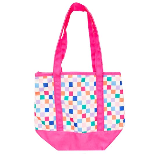 13" x 6" Checker Print Tote Bag